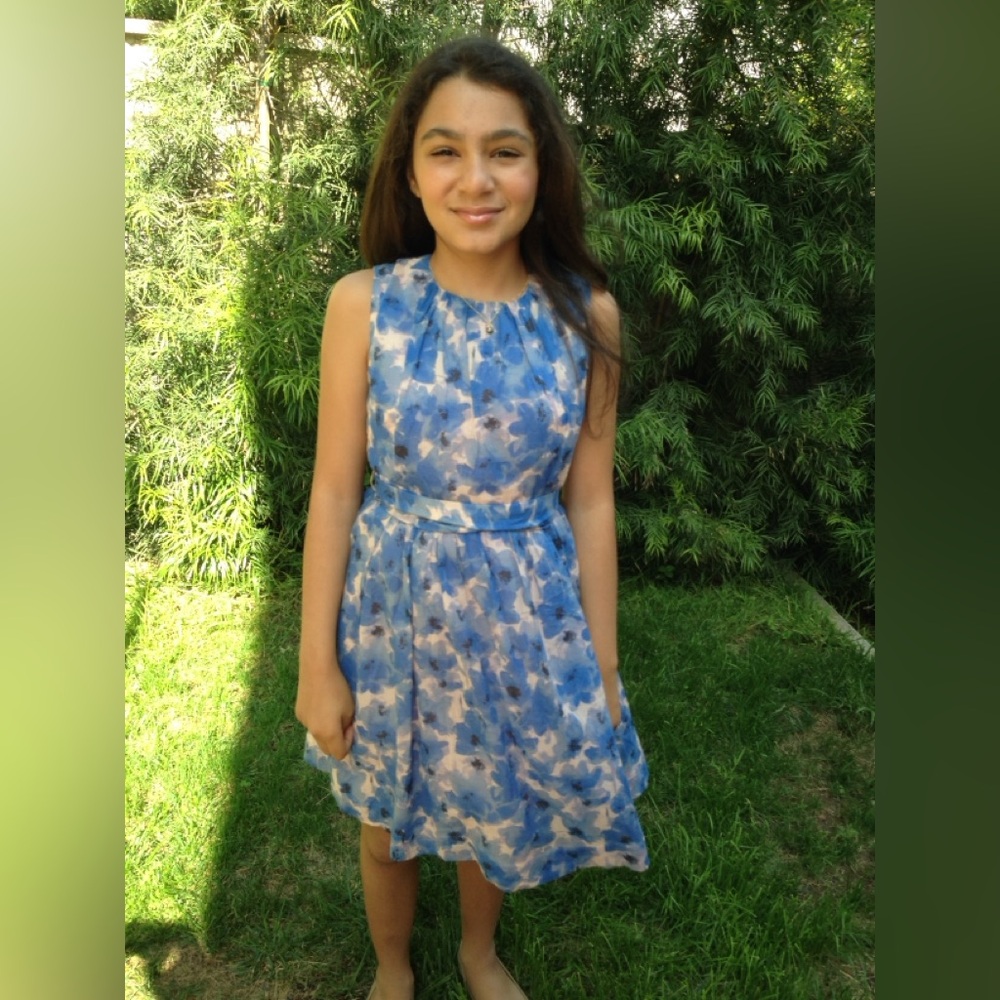 Crewcuts J. Crew Blue and Pink Floral Dress, Size 12. Great condition, worn once